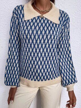Diamond Pattern Peter Pan Collar Sweater